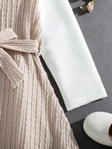 Toddler Girls Colourblock Belted 2 In 1 Dress - Apricot - View 5