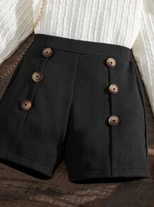 SHEIN Young Girl Lettuce Trim Textured Top & Shorts - Blue and White - View 3