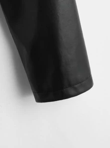 SHEIN Leap Crew 青少年女孩拉鏈開襟腰帶PU皮革機車夾克