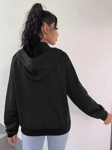 SHEIN Coolane Capucha esqueleto con con mariposa con diamante de imitación con cremallera con cordón - Negro - Ver 2