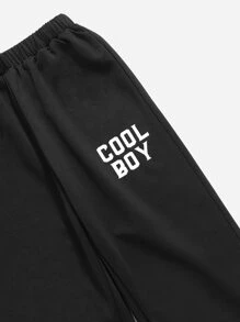 SHEIN Boys Cartoon Graphic Hoodie & Joggers - Black - View 3