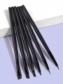 MAANGE Set de 6 piezas de brochas faciales profesionales, brocha delineadora, brocha de cejas, brocha de detalle, brocha de labios, herramientas de maquillaje con fibra suave para un fácil transporte, brocha para viaje, set de brochas, kit de brochas de maquillaje, set de maquillaje completo, set de brochas de maquillaje, kit de maquillaje completo, kit de brochas, set de brochas de maquillaje, set de regalo de maquillaje - Negro - Ver 1