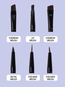 MAANGE Set de 6 piezas de brochas faciales profesionales, brocha delineadora, brocha de cejas, brocha de detalle, brocha de labios, herramientas de maquillaje con fibra suave para un fácil transporte, brocha para viaje, set de brochas, kit de brochas de maquillaje, set de maquillaje completo, set de brochas de maquillaje, kit de maquillaje completo, kit de brochas, set de brochas de maquillaje, set de regalo de maquillaje - Negro - Ver 3