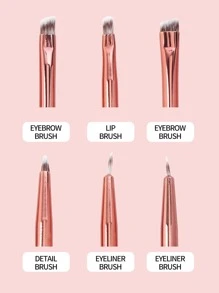 MAANGE 6pcs Professional Facial Brush Set,Eyeliner Brush,Eyebrow Brush,Detail Brush,Lip Brush,Makeup Tools With Soft Fiber For Easy Carrying,Brush For Travel,Brush Set,Makeup Brush Kit,Make Up Brush Set,Make Up Set Complete,Makeup Brush Set,Complete Makeup Kit,Brush Kit,Brushes Makeup Set,Makeup Gift Set,Set - Pink - View 3