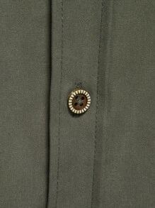 Manfinity Homme Men Flap Pocket Solid Shirt - Army Green - View 4