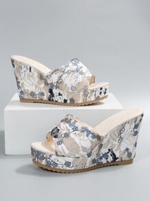 Sandal đế dày đế xuồng có hoa văn, Sandal đế dày chống thấm nước, Sandal đi biển ngày lễ - Nhiều màu - Xem 5