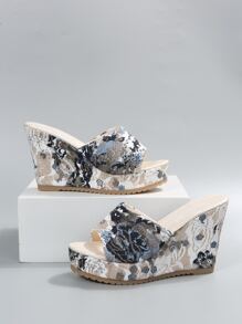 Sandal đế dày đế xuồng có hoa văn, Sandal đế dày chống thấm nước, Sandal đi biển ngày lễ - Nhiều màu - Xem 6