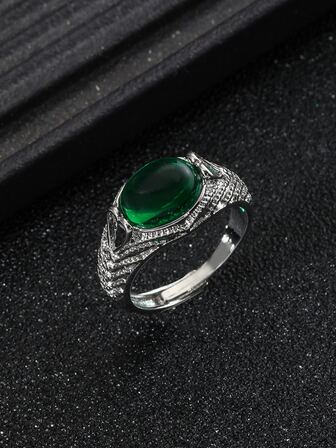 男士方晶鋯石裝飾戒指