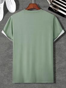 Manfinity Homme Men Random Mountain & Slogan Graphic Tee Without Necklace - Army Green - View 2