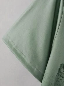 Manfinity Homme Men Random Mountain & Slogan Graphic Tee Without Necklace - Army Green - View 4