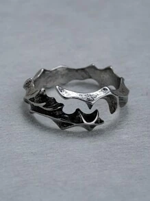 Aleación de anillo envolvente de diseño estructurado de moda y popular para hombres para regalo de joyería y para una apariencia elegante - Plata antigua - Ver 1