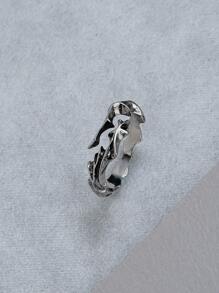 Aleación de anillo envolvente de diseño estructurado de moda y popular para hombres para regalo de joyería y para una apariencia elegante - Plata antigua - Ver 3