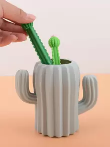 1pc Cactus Design Pen Holder - Grey - View 5