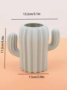 1pc Cactus Design Pen Holder - Grey - View 6