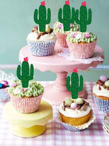 10 piezas Decoración de pastel con diseño de cactus - Verde - Ver 2