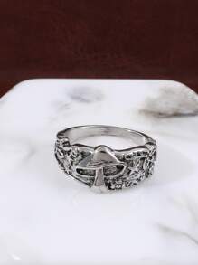 Những người đàn ông thời trang và phổ biến Nhẫn hợp kim trang trí hình ngôi sao & nấm để làm quà tặng trang sức và cho một vẻ ngoài sành điệu - Bạc - Xem 5