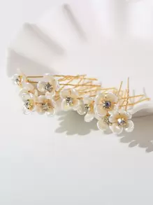 10pcs Faux Pearl Flower Hair Pins - Vintage, Romantic, Elegant Bridal Hair Accessories Hair Combs Combs For Hair Side Comb, School Stuff, Faux Pearl Hair Accessories, Wedding, Head Accessories, Bridesmaid, Mother's Day - Multicolor - View 1