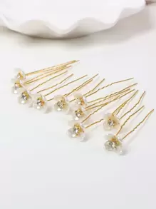 10pcs Faux Pearl Flower Hair Pins - Vintage, Romantic, Elegant Bridal Hair Accessories Hair Combs Combs For Hair Side Comb, School Stuff, Faux Pearl Hair Accessories, Wedding, Head Accessories, Bridesmaid, Mother's Day - Multicolor - View 2