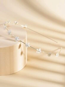 Rhinestone & Flower Decor Headband - Gold - View 1