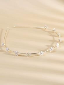 Rhinestone & Flower Decor Headband - Gold - View 2