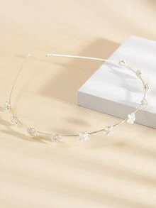 Rhinestone & Flower Decor Headband - Gold - View 3