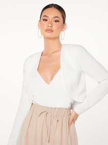 Firerie Solid Open Front Crop Jacket In Fall/Winter - White - View 2
