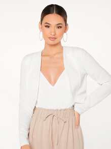 Firerie Solid Open Front Crop Jacket In Fall/Winter - White - View 5