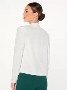 BizChic Women's Lightweight Open Front Blazer Jacket, Basic Top For Urban Commuting, Minimalist & Fashionable Business Casual Outerwear For Office Wear In Fall/Winter - White - View 3