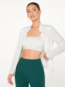 BizChic Women's Lightweight Open Front Blazer Jacket, Basic Top For Urban Commuting, Minimalist & Fashionable Business Casual Outerwear For Office Wear In Fall/Winter - White - View 4