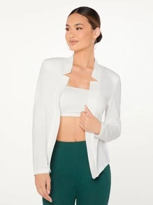 BizChic Women's Lightweight Open Front Blazer Jacket, Basic Top For Urban Commuting, Minimalist & Fashionable Business Casual Outerwear For Office Wear In Fall/Winter - White - View 5