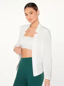 BizChic Women's Lightweight Open Front Blazer Jacket, Basic Top For Urban Commuting, Minimalist & Fashionable Business Casual Outerwear For Office Wear In Fall/Winter - White - View 6