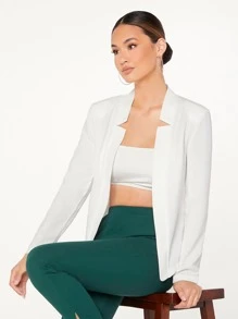 BizChic Women's Lightweight Open Front Blazer Jacket, Basic Top For Urban Commuting, Minimalist & Fashionable Business Casual Outerwear For Office Wear In Fall/Winter - White - View 7