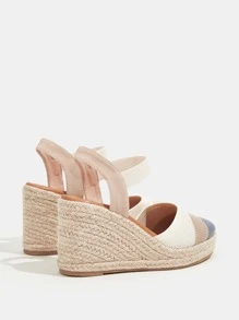 Styleloop Woman Shoes Round Toe Fashion Colorblock Vacation Espadrille Beige Ankle Strap Shoes For Summer Vacation Shoes Summer Sale  Back To School Shoes College Student Shoes Boho Feels Vintage Cottage Core Frenchy Shoes Christmas Fall New Year Holiday - Multicolor - View 5
