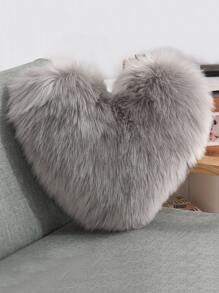 1pc Heart Shaped Cushion Cover Without Filler - Grey - View 10