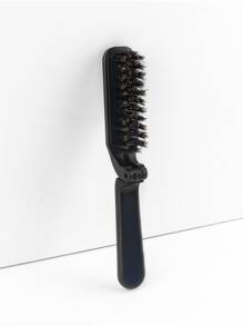 1 cepillo de barba de cerdas plegables negras, cepillo de barba masculino, peine de barba portátil peinado y peine de melena de escaneo - Negro - Ver 1