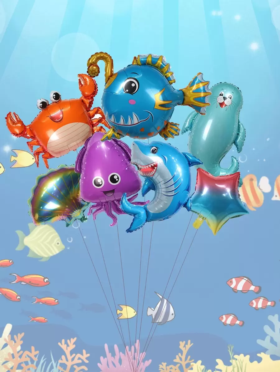 7pcs Marine Life Shaped Balloon - Multicolor - View 1