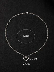 Hombres Collar con accesorio de corazón - Plateado - Ver 4