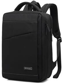 POSO Men Letter Graphic Backpack - Black - View 4