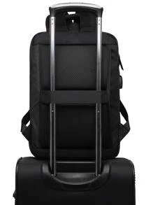 POSO Men Letter Graphic Backpack - Black - View 3