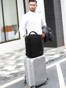 POSO Men Letter Graphic Backpack - Black - View 10