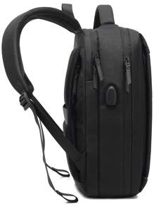 POSO Men Letter Graphic Backpack - Black - View 5