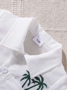 寶寶男孩椰樹圖案休閒度假襯衫和短褲套裝，夏季 - 彩色 - 查看 3