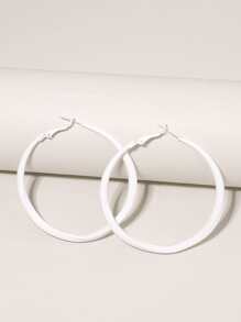 1對歐美風格簡約扭曲、彩繪、幾何圓形耳環,採用鐵合金製成,可供女性日常佩戴 - 白色 - 查看 6