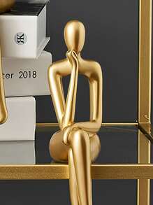 1 Hình Thiết Kế Nghệ Thuật Trang Trí, Vàng Trừu Tượng Ngồi Điêu Khắc, Sáng Tạo Nghệ Thuật Trừu Tượng Điêu Khắc, Ngồi Tượng, Hiện Đại Trang Trí Nhà - Vàng - Xem 2