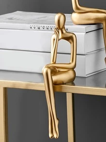 1 Hình Thiết Kế Nghệ Thuật Trang Trí, Vàng Trừu Tượng Ngồi Điêu Khắc, Sáng Tạo Nghệ Thuật Trừu Tượng Điêu Khắc, Ngồi Tượng, Hiện Đại Trang Trí Nhà - Vàng - Xem 4