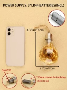 1pc Bulb Design Decoration Light - Yellow - View 5