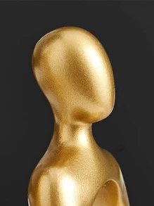 1pc Golden Abstract Sitting Sculpture, Creative Abstract Art Sculpture, Sitting Statues, Modern Home Decor - Gold - View 2