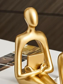 1pc Thiết kế nghệ thuật trang trí hình, Tượng ngồi trừu tượng màu vàng, Tượng nghệ thuật trừu tượng sáng tạo, Tượng ngồi, Quà tặng trang trí nhà hiện đại tốt nhất - Xem 5