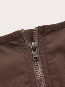 SHEIN MOD Puff Sleeve Lace Up Front 2 In 1 Blouse - Multicolor - View 6