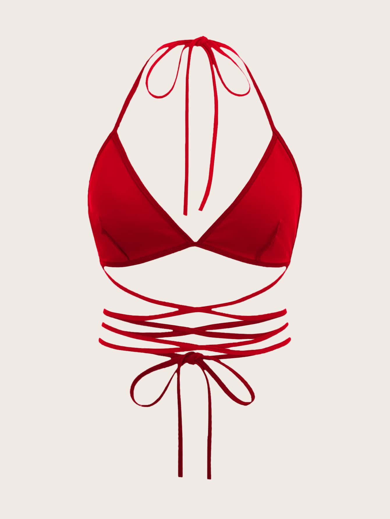 SHEIN ICON טופ קולר קצר שמלות דופמין חלק איקסים קשירה ללא גב - אדום - ראה 2